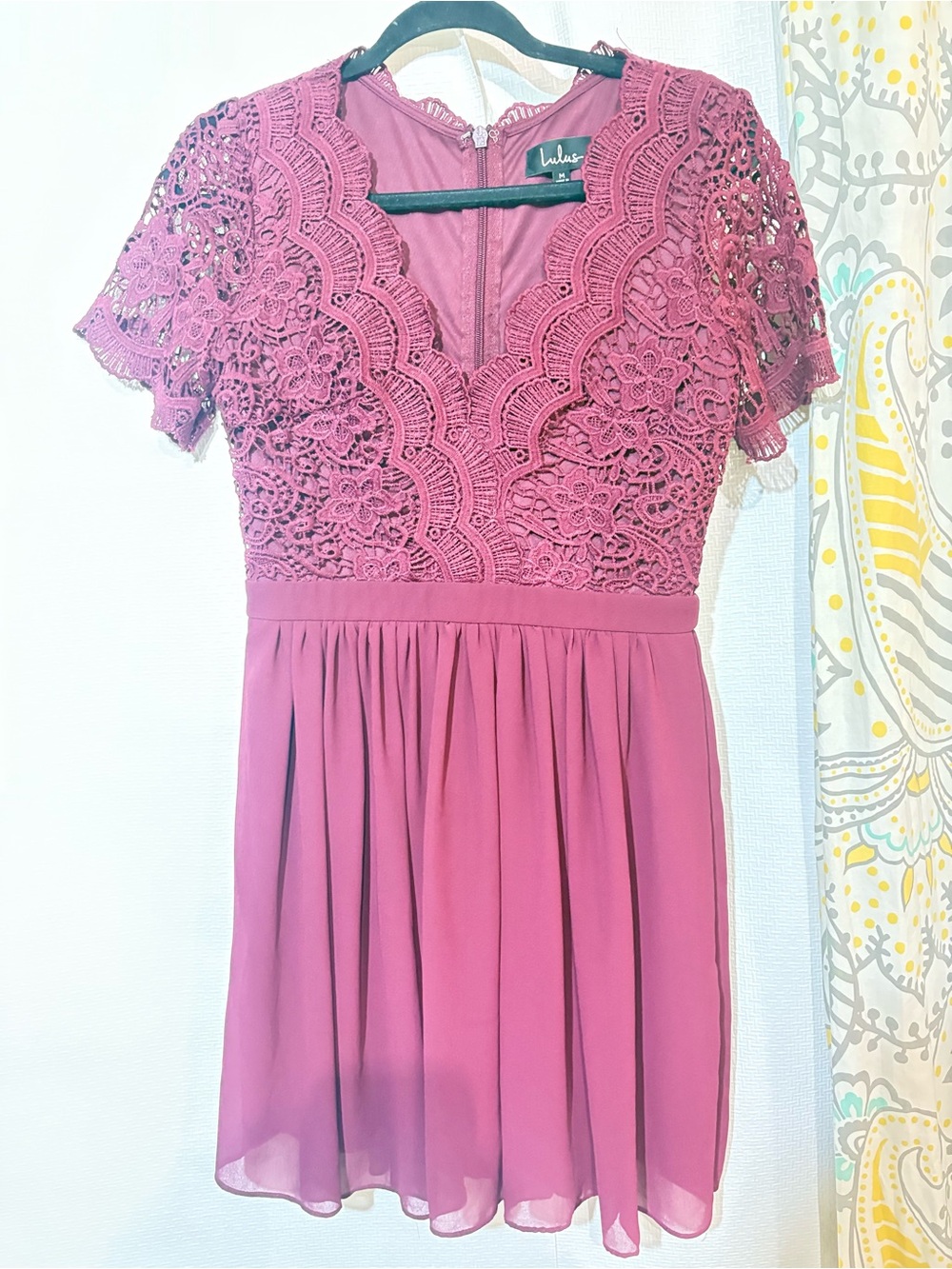Lulu's Burgundy Lace-Top Mini Dress